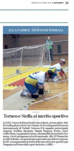Immagine articolo pubblicato sul quotidiano La Stampa Torneo Torball e stella di bronzo 23/10/2021