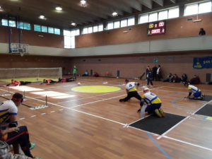 Torneo Internazionale di Torball Città di Torino, edizione 2021. Immagine partita con Torino in campo e squadra avversaria